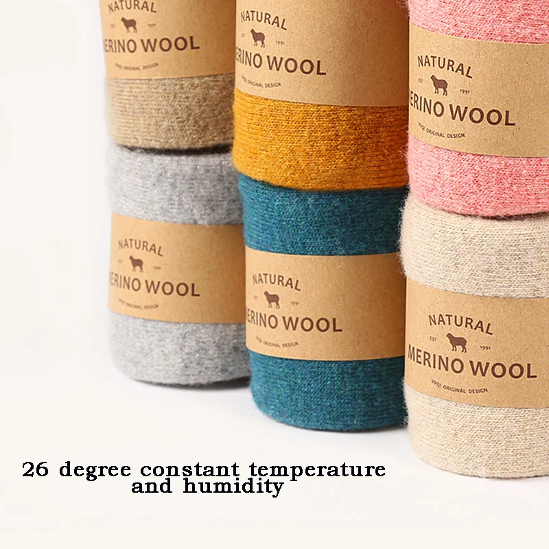 

VVQI kawaii women winter socks wool keep warm thicken men socks off white Merino wool socks hip hop japanese winter sock mengift