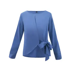 Женские топы для женщин блуза больших размеров модная Праздничная блуза с завязкой офисная однотонная официальная