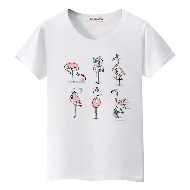 

BGtomato A lot of Flamingos fashion t shirt women hot sale super cool summer casual tshirt beautiful birds shirts Flamingo tops