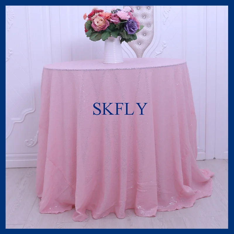 

CL025L Wholesale elegant new wedding light pink sequin table cloth