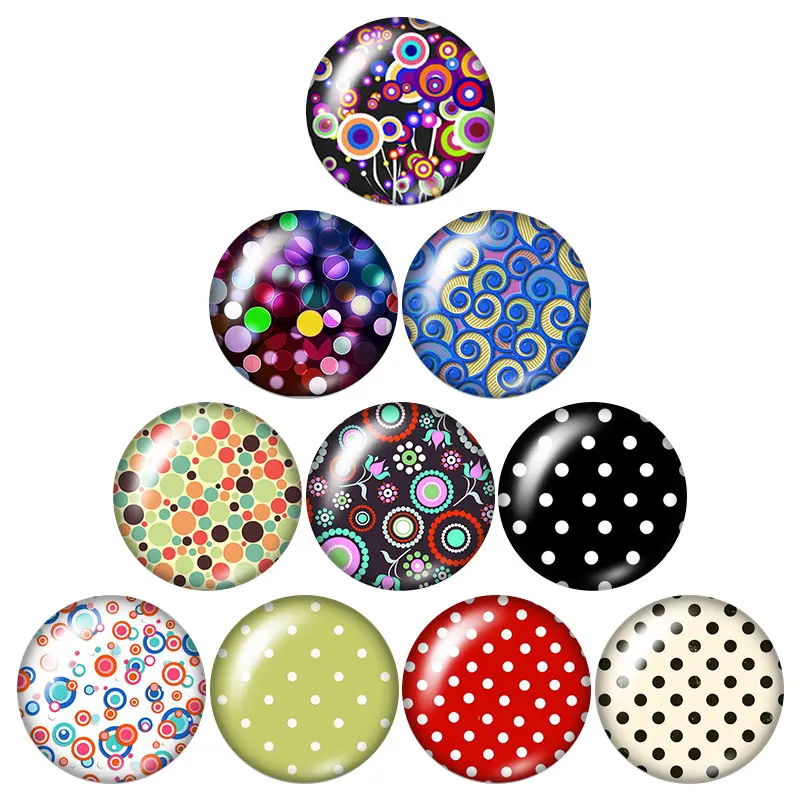 

Blue pattern ripple pattern dot 10pcs mixed 12mm/16mm/18mm/25mm Round photo glass cabochon demo flat back Making findings