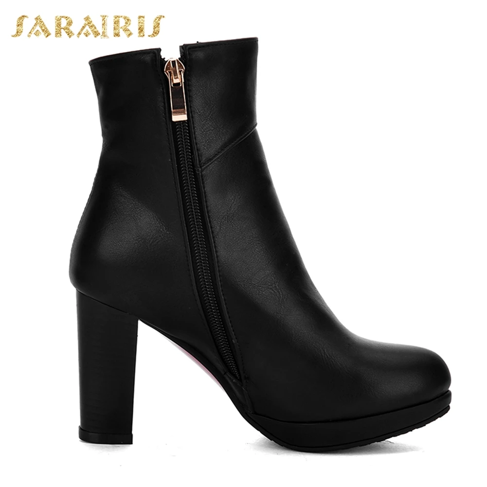 Up Élégant Nouvelle Plate Plus Femme Cheville forme Beige Taille Chunky Décoration Métal Bottes Talons La noir En 31 D'hiver Zip 43 Sarairis Marque Chaussures n0k8XwPO