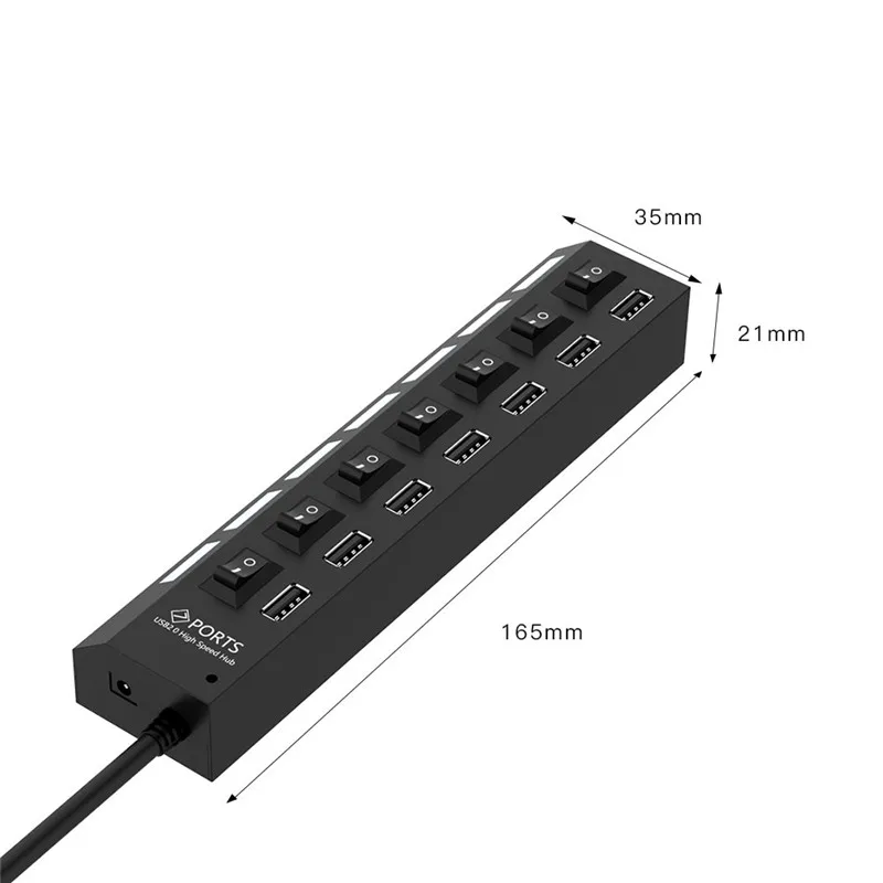 Высокоскоростной usb разветвитель с 7 портами USB 2 0 светодиодный адаптер