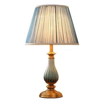 

America Country European Modern Ceramic Fabric Table Lamp for Foyer Bed Room Apartment Porcelain Desk Light H 57cm 1884