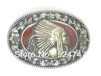 

American Native Oval Indian Head Belt Buckle