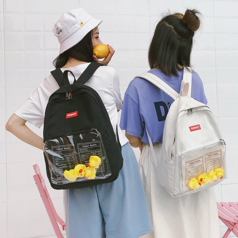Ulzzang Корейский мультфильм Повседневная Милая утка прозрачная сумка через плечо