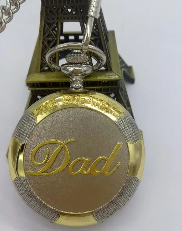 

DAD golden Roman numerals Fashion quartz PC movement Flip Roman numerals steam punk man gift cowboy chain pocket watches