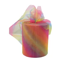 Фатин из полиэстера с радужным принтом, 6 дюймов* 100 ярдов, сетчатый Тюль с рисунком животных