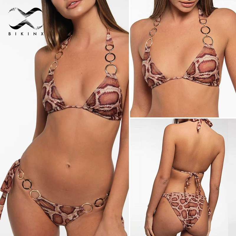 Бикини Bikinx бразильское леопардовое бикини 2019 кольцо сексуальный купальник