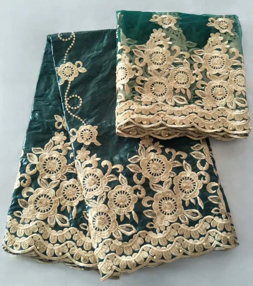 

Newest France Lace Fabric African Jacquard Embroidered Fabric Bazin Riche Getzner For Nigerian Fashion Eresses With Beads