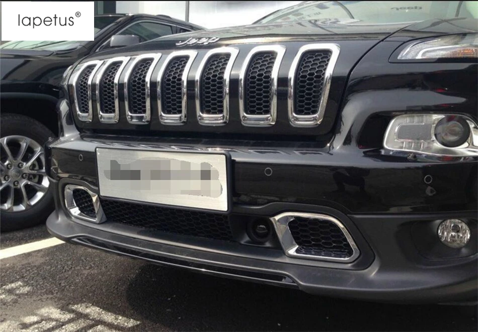 

Accessories For Jeep Cherokee 2014 2015 2016 2017 Front Head Face Grille Grill Ring Molding Cover Kit Trim 7 Pcs / Bright Style