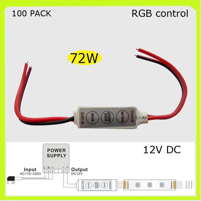 

Manufacturer 100 PACK 72W 12V led controller RGB 5050 led strips led tape accessories led strings color changing