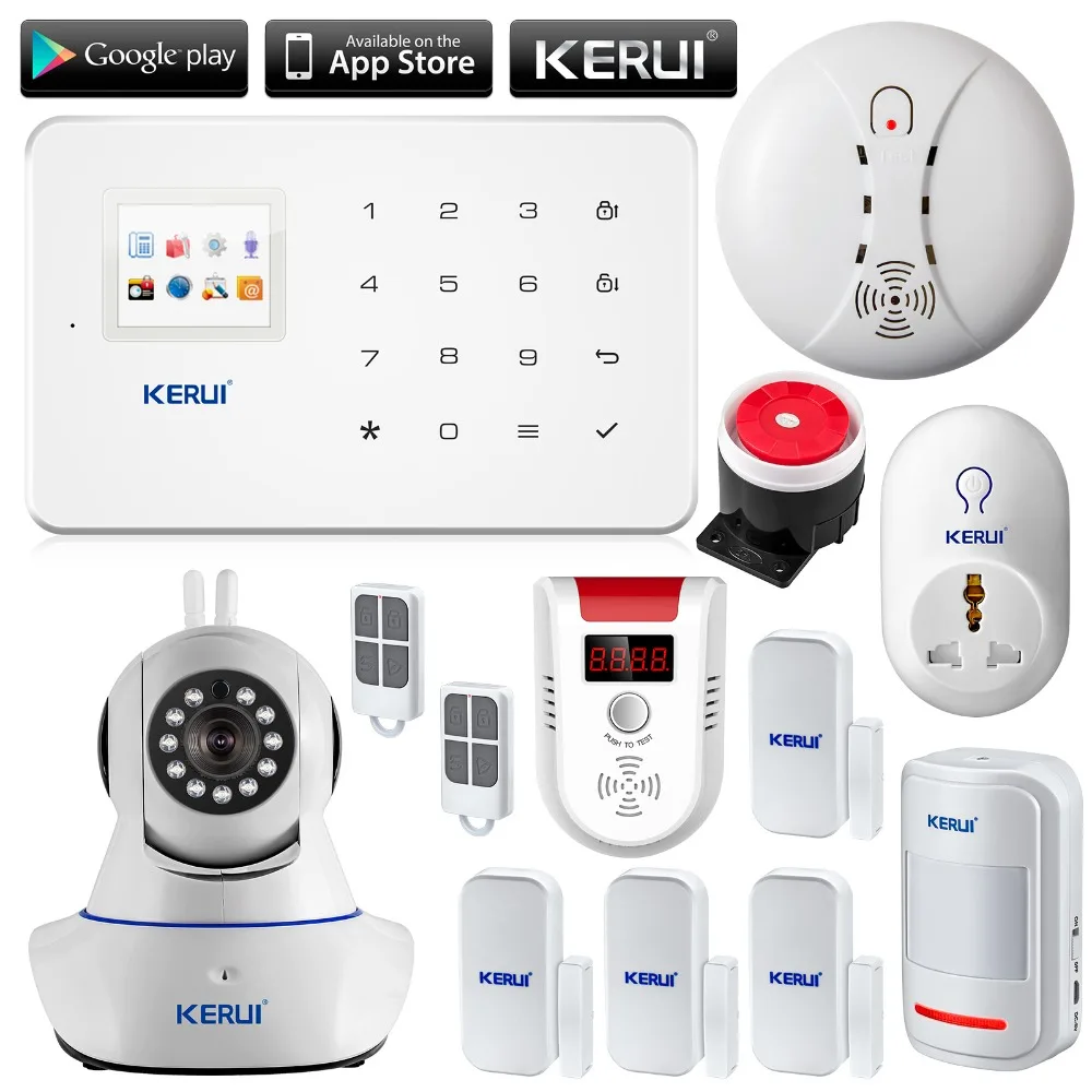 

KERUI G18 New LCD Wireless GSM SMS Home Security Burglar Fire Alarm System IOS/Android APP Control GSM PIR Motion Sensor