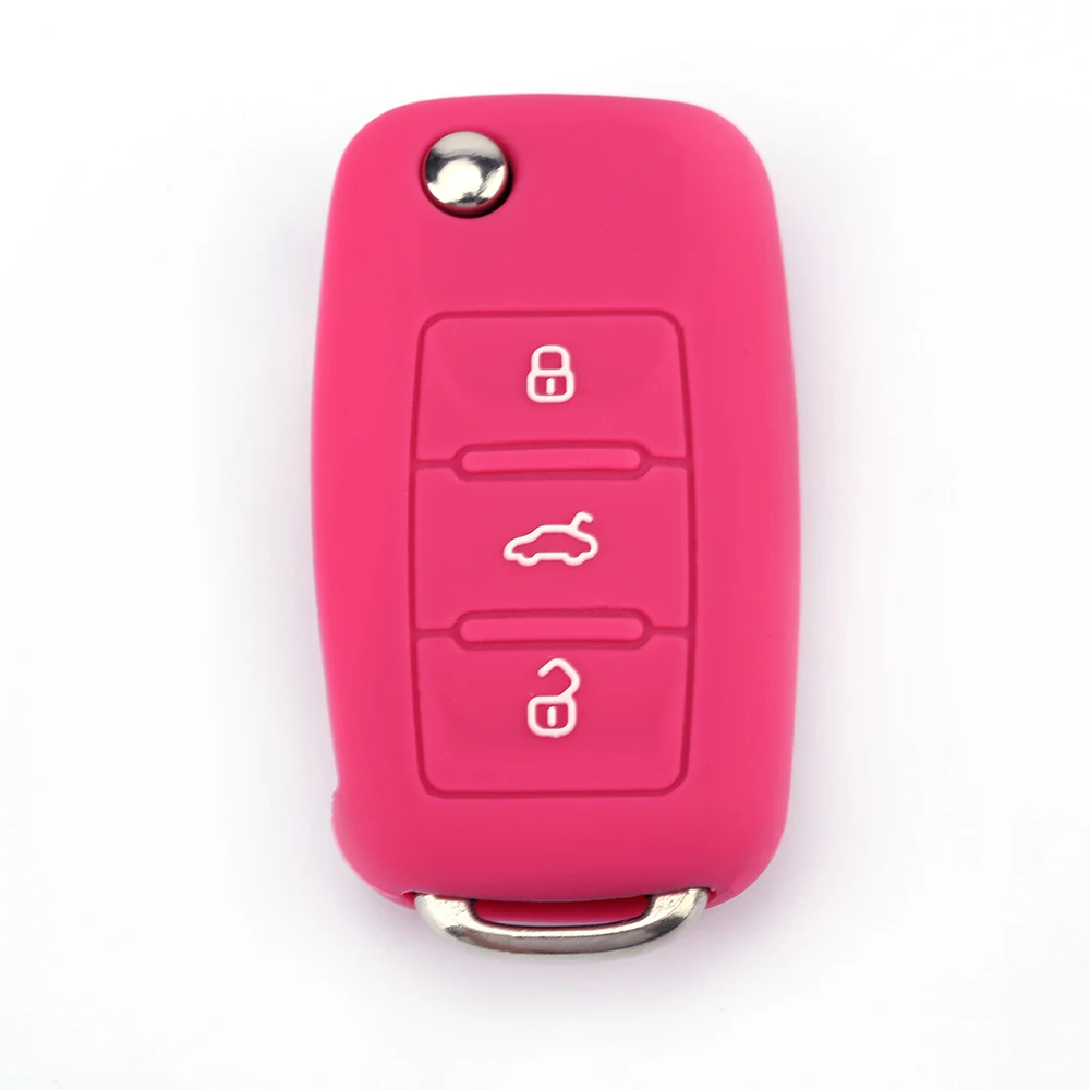 Silicone Car Key Protective Cover Case for Golf Polo Golf Skoda Polo Golf Silicone a bright-color