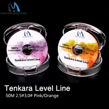 Maximumcatch tenkara linha de nível 50 m 2.5 #/3.0 # fluorocarbon tenkara voar linha de pesca rosa/laranja