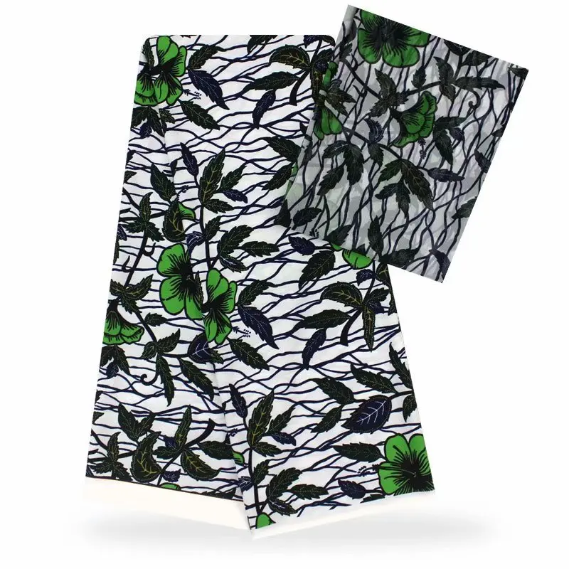 Нигерийская популярная восковая ткань высшего качества винтажная шелковая вощеная ткань Африканская восковая ткань 4+ 2 ярдов/партия для вечерние платья - Цвет: as pic