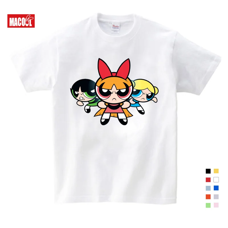 3T-9T Hot Sale The Powerpuff Girls Children's T Shirt Blossom Cotton Short Sleeve Tshirt Clothes Girls 2019Fun T-shirt for Baby