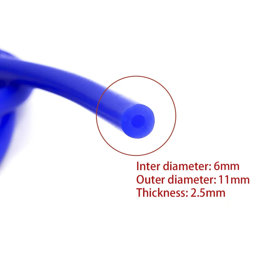 Силиконовый вакуумный шланг силиконовая трубка Синий хладагент шланг с внутренним диаметром: 6 мм OD: 11 включают зажим BX101514