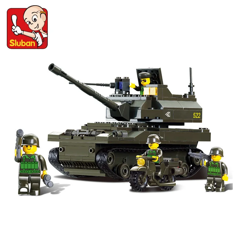Sluban model building kits compatible with font b lego b font city tank 413 3D blocks