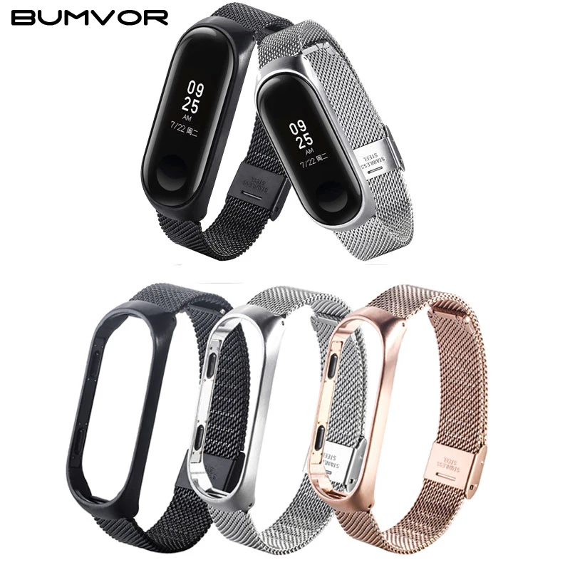 

Millet Mi Band 3 strap watch stainless steel wrist strap for xiaomi mi band 3 accessories adjustment replaceable Miband strap