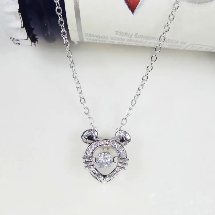 Лучшее качество, 925 серебро,, 12 кристаллов зодиака из Swarovski, подвеска, ожерелья для женщин, счастливое число, хорошее ювелирное изделие - Цвет камня: MOUSE