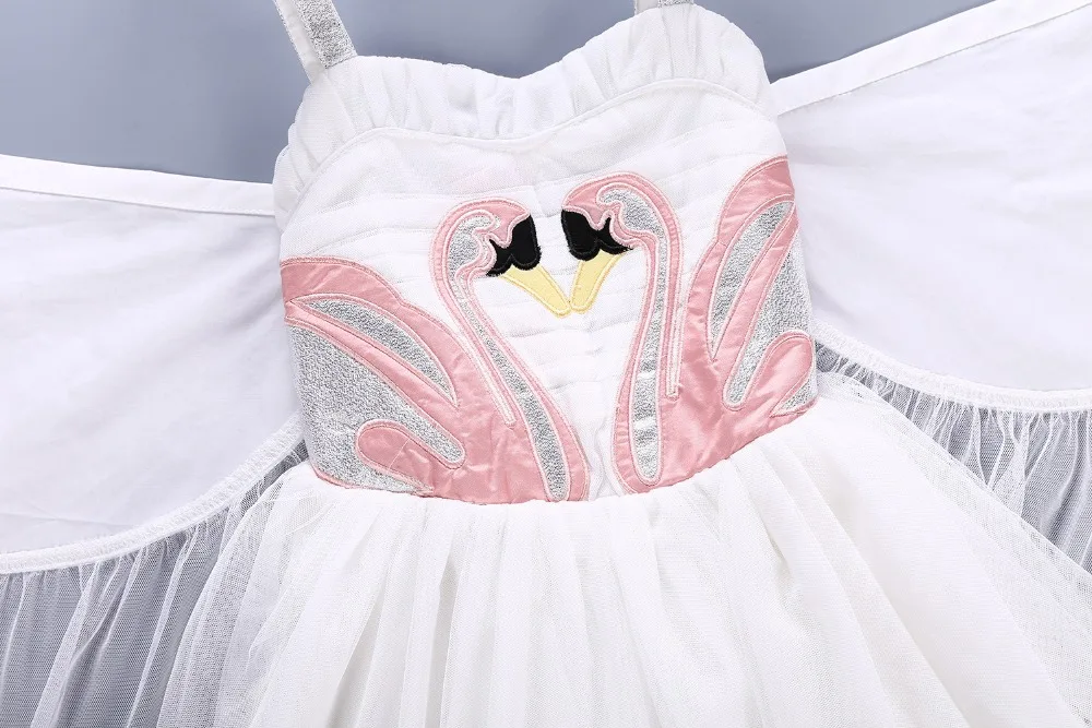 Платье для девочек, детские платья с крыльями лебедя для девочек, платье-пачка с вышивкой фламинго, праздничное платье принцессы, Детский костюм для девочек, vestido infantil