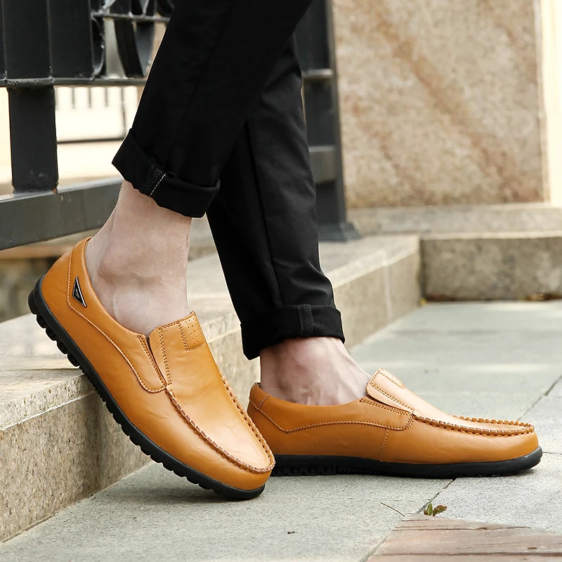 Men Leather Shoes Loafers Moccasins Breathable