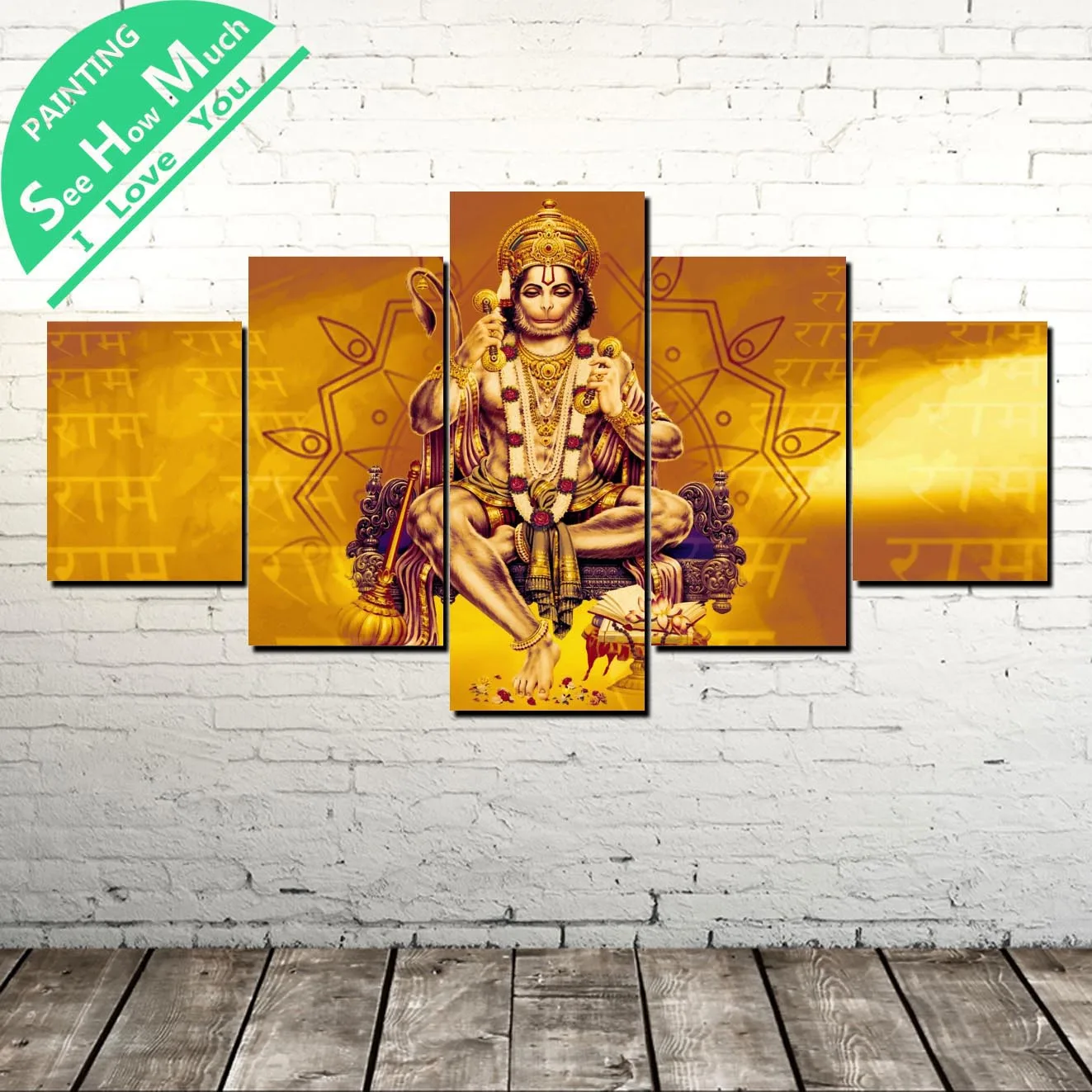 

5 Piece Lord Hanumanji Wall Art Canvas Poster and Print Canvas Painting Decorative Picture Canvas Painting Home Decor