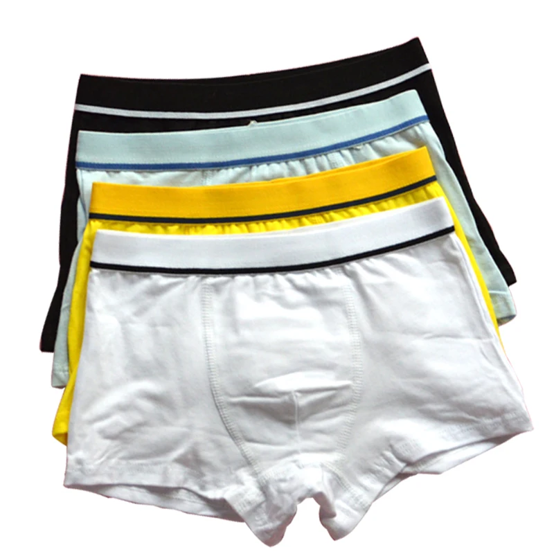 4 Pcs/Lot Organic Cotton Kids Boys Underwear Pure Color Babys Shorts Panties Boys Boxer Children's Teenager Underwear 3-12 Year