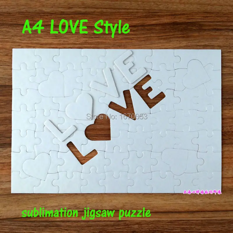 

A4 LOVE style sublimation blank puzzle 10 pcs/lot DIY Sublimation Blanks Puzzle for Photo Print Heat Transfer Puzzle