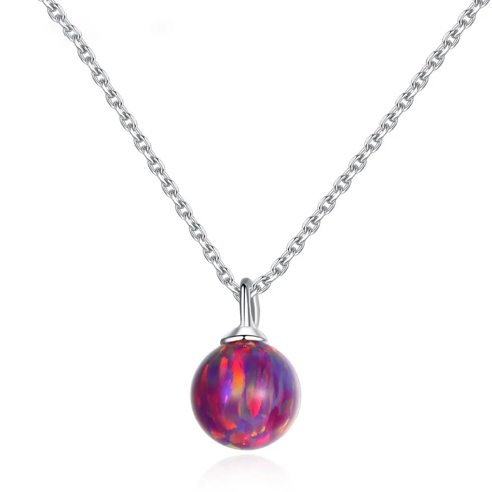 

INALIS New Simple Design Shining Link Chain Necklace 925 Sterling Silver Multi Round Opal Crystal Pendant for Women Wedding Gift