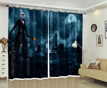 

Halloween Skull Home Decorative Curtains For Living room Bedroom Luxury 3D Curtains Hotel Office Drapes Cortinas Rideaux