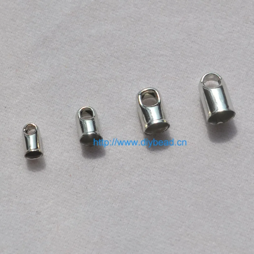 

DIY Jewelry Component Button Necklace Rhodium Plated,2MM-3.7MM Necklace Clip Bead Caps