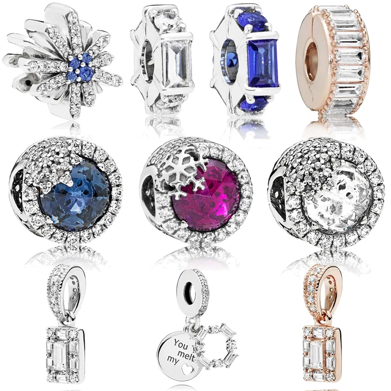 

SNS 2018 Christmas Winter 925 Sterling Silver Snowflake Romantic Charm fit original Europe Bracelet Beads DIY Jewelry Gift