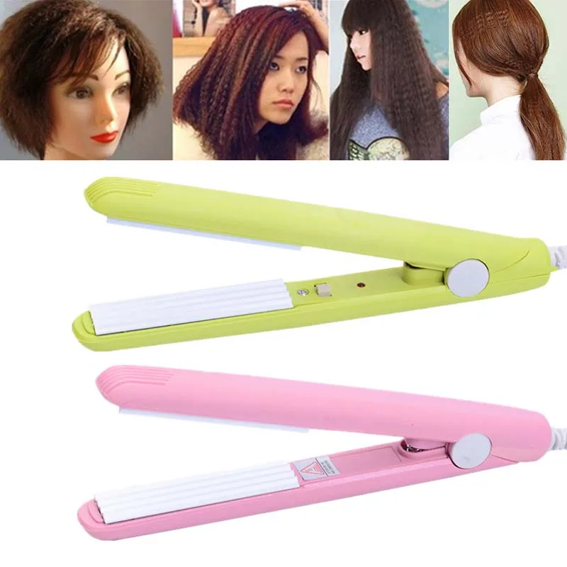 

2019 New Mini Hair Curler Iron Pink Ceramic Straightening Corrugated Curling Iron Styling Tools Volume Hair Curler With EU Plug