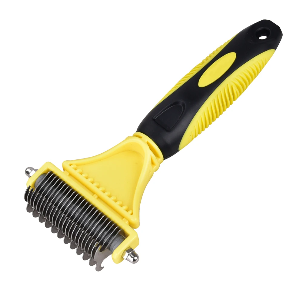 Pet Fur Dog Brush Double Blades Side Cat Grooming Deshedding Trimmer Dog Stainless Steel Comb