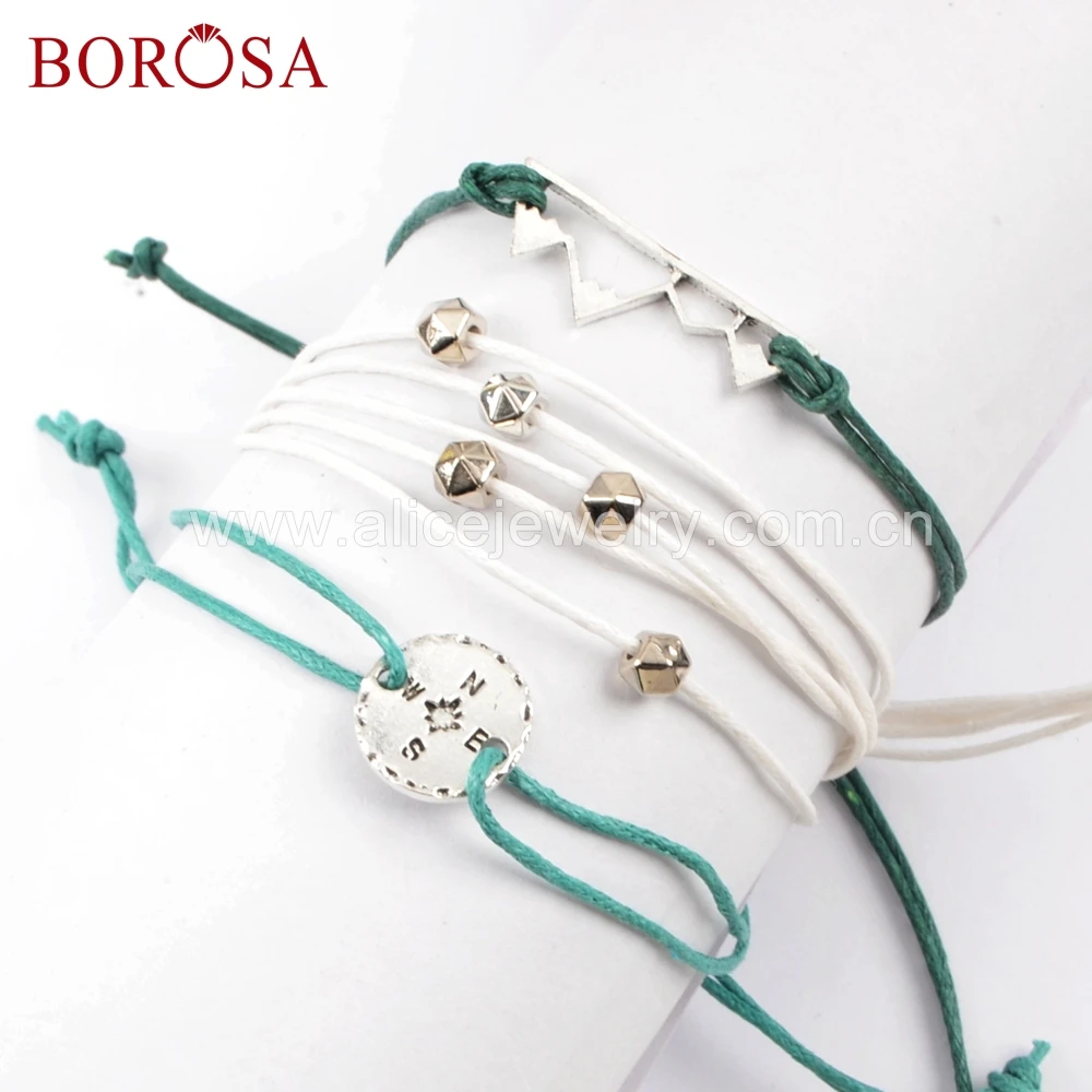 BOROSA дизайн 10 комплектов (3 шт разные браслеты каждый набор) 8 дюймов металлические