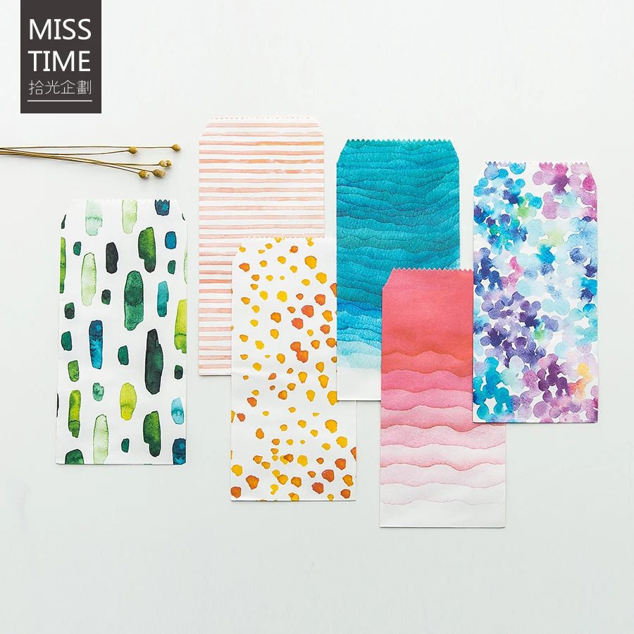 

JIANWU 6pcs/set Simple originality Retro popular Small vertical envelope Paper kawaii