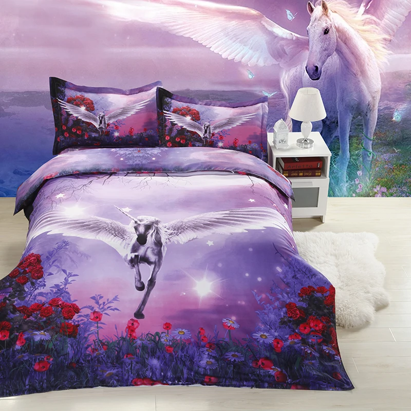 4pcs 3d printed lovely panda and animals bedding set comfortable