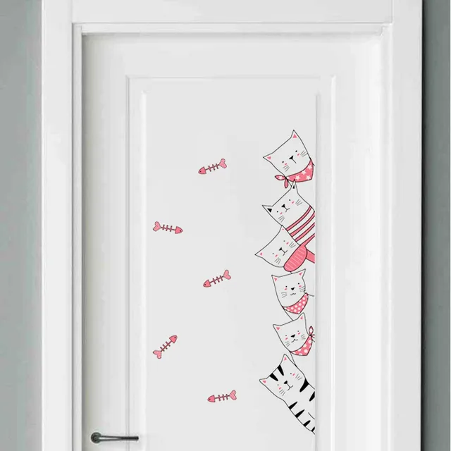 Adhesivo de pared bonito gato decoración del hogar Puerta del dormitorio vinilo arte Mural contacto papel cocina armario estante cajón 19JUL4 Adhesivo de pared bonito gato decoración del hogar Puerta del dormitorio vinilo arte Mural contacto papel cocina armario estante cajón 19JUL4
