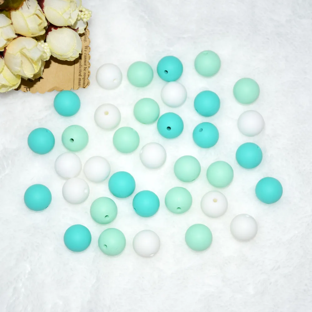

Happyfriends 30pcs 12mm Teething Toys Food Grade BPA Free Safe Round Nursing Silicone Baby Beads Teether Necklace Making