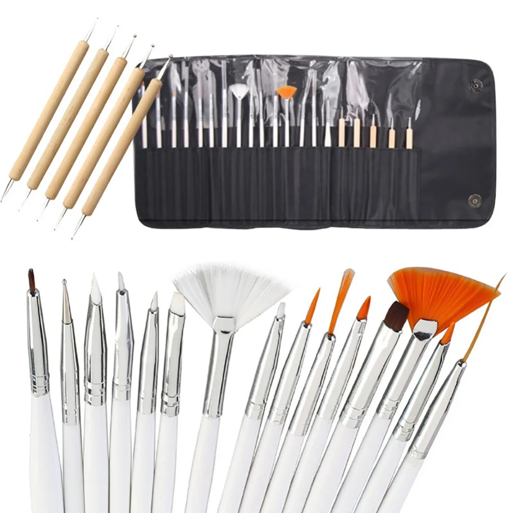 

20PCS/Set Nail Tools Nail Art Brush Dotting Painting Drawing Pen Nail Drill Point Pen Gel Brush Tips Decoration Painting Pencil