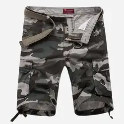 Летние шорты Мужская Мода Повседневное хлопка брюки камуфляжные Короткие штаны multi-карман Спецодежда военные штаны Camo Cargo Shorts