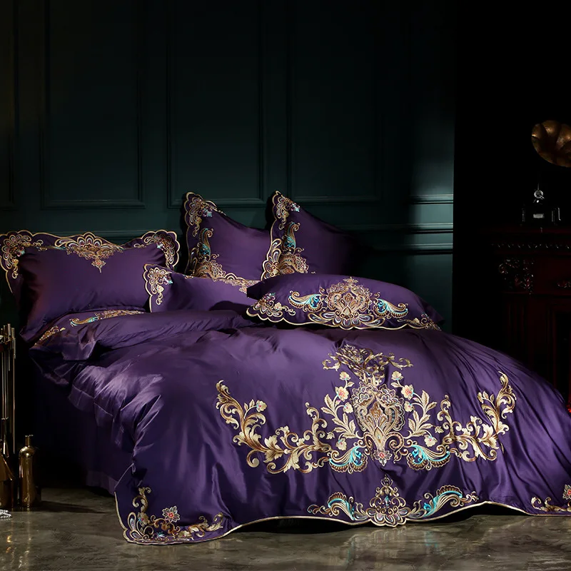 Комплект постельного белья PurpleLuxury из египетского хлопка с вышивкой королевский