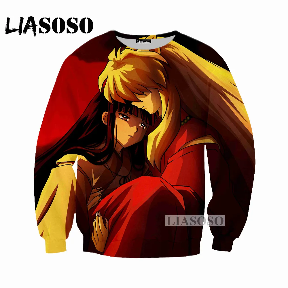 

LIASOSO Autumn New Men Women Fashion Hoodies 3D Print Anime Inuyasha Sweatshirt Long Sleeve Hip Hop Top Harajuku Pullover D080