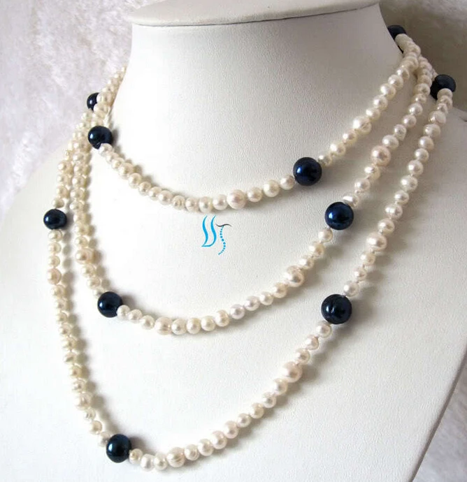 

ddh001982 51" 4-9mm White Navy Freshwater Pearl Necklace