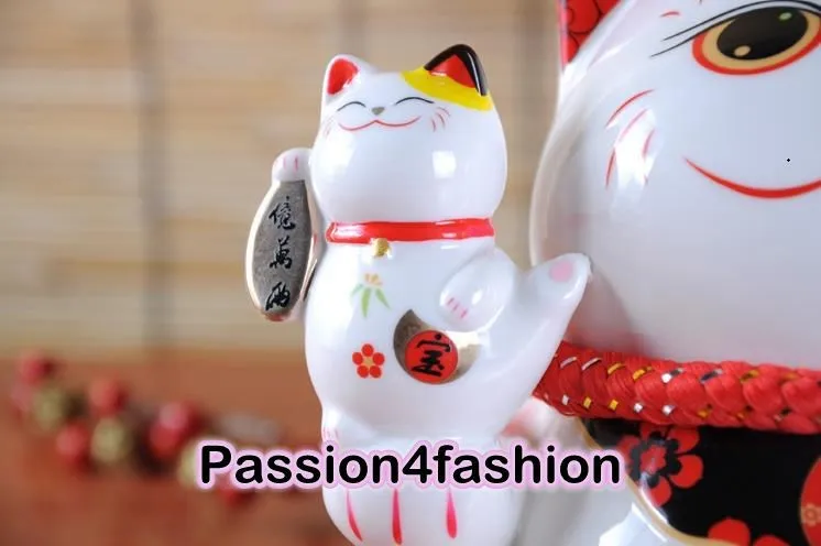 Maneki Neko Lucky Cat развевающийся лапой керамический улыбающееся лицо милый богатство удача орнамент Электрический негабаритный подарок