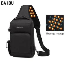 Мужская сумка-антивор через плечо от BAIBU с функцией подзарядки через USB, массажная нагрудная сумка для поездок, сумка-мессенджер, водонепроницаемая сумка через плечо для мобильного телефона, iPad