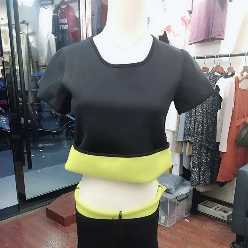 2019 الغوص المواد بدلة تنحيف مشد اللياقة البدنية تي شيرت 1 Pc الرجال النساء قصيرة الأكمام المطاط الاجسام الجري قميص رياضي