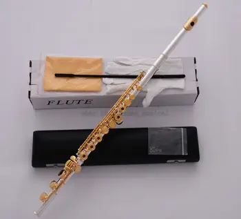

TOP Silver Gold Plated Flute C Tone B Foot 17 Open Hole Split E Offset G key